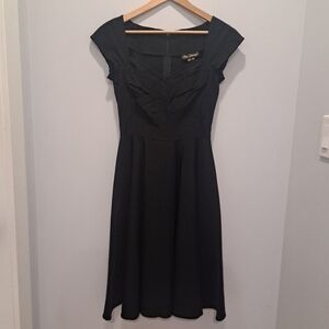 Stop Staring! Black Retro Pinup Modcloth Swing LBD Midi Dress Womens M